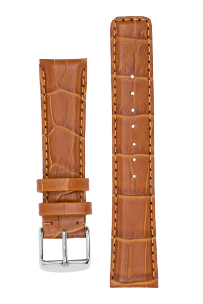 IWC-Style Alligator Embossed Leather Watch Strap in BROWN