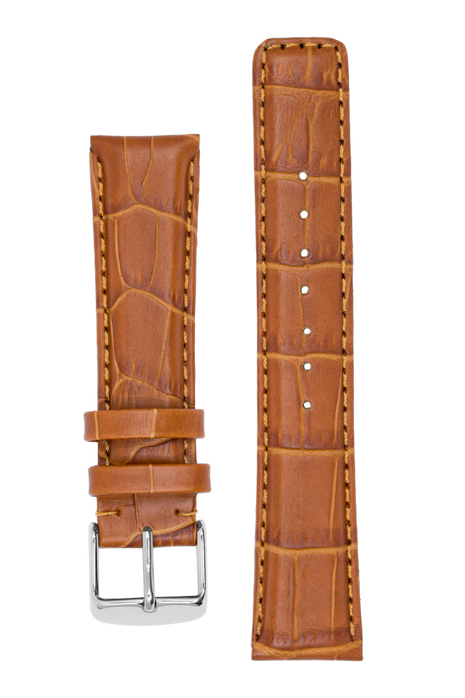 IWC-Style Alligator Embossed Leather Watch Strap in BROWN