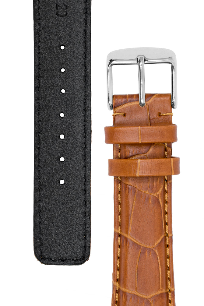 IWC-Style Alligator Embossed Leather Watch Strap in BROWN