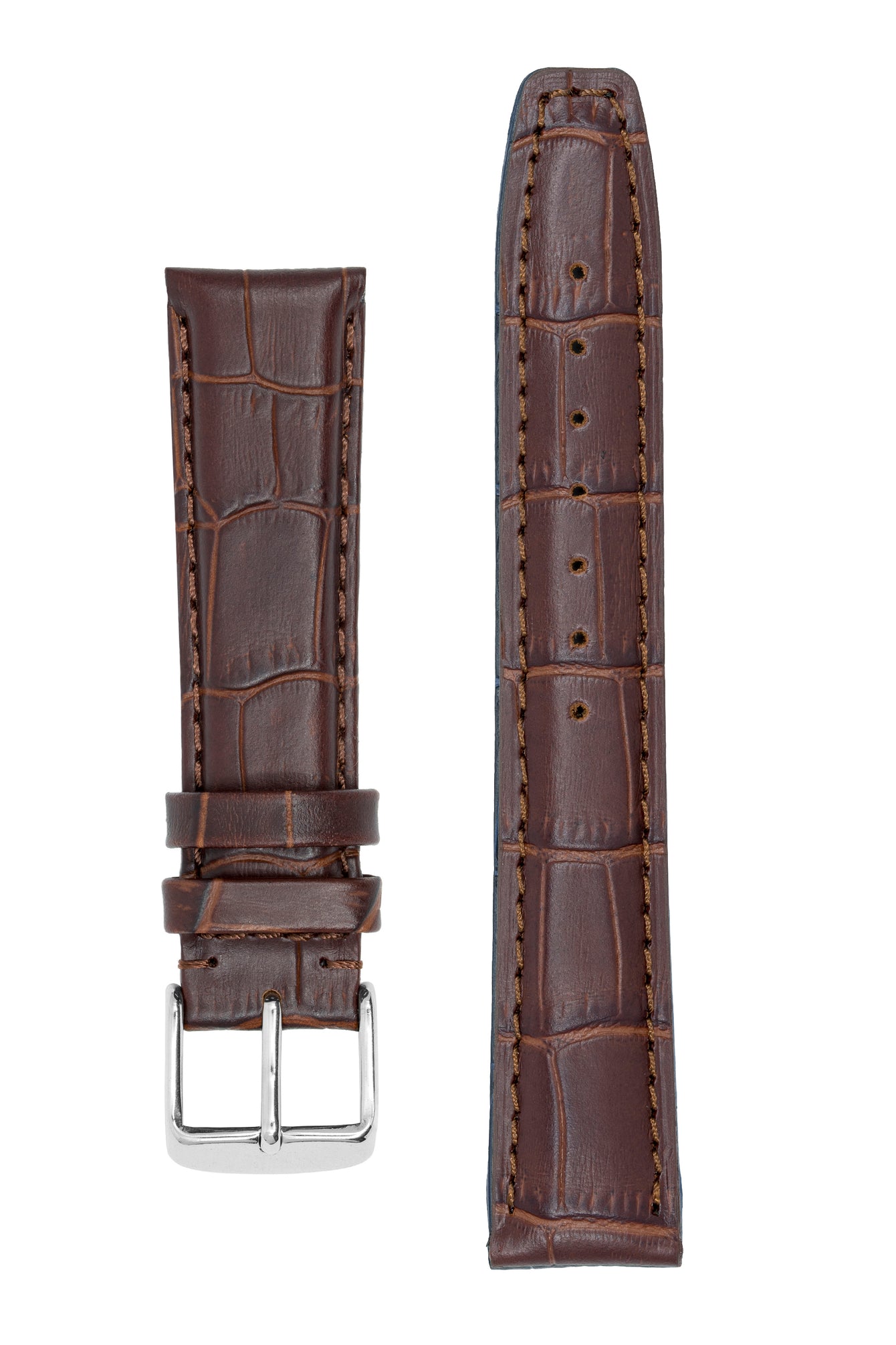 IWC-Style Alligator Embossed Leather Watch Strap in TABAC