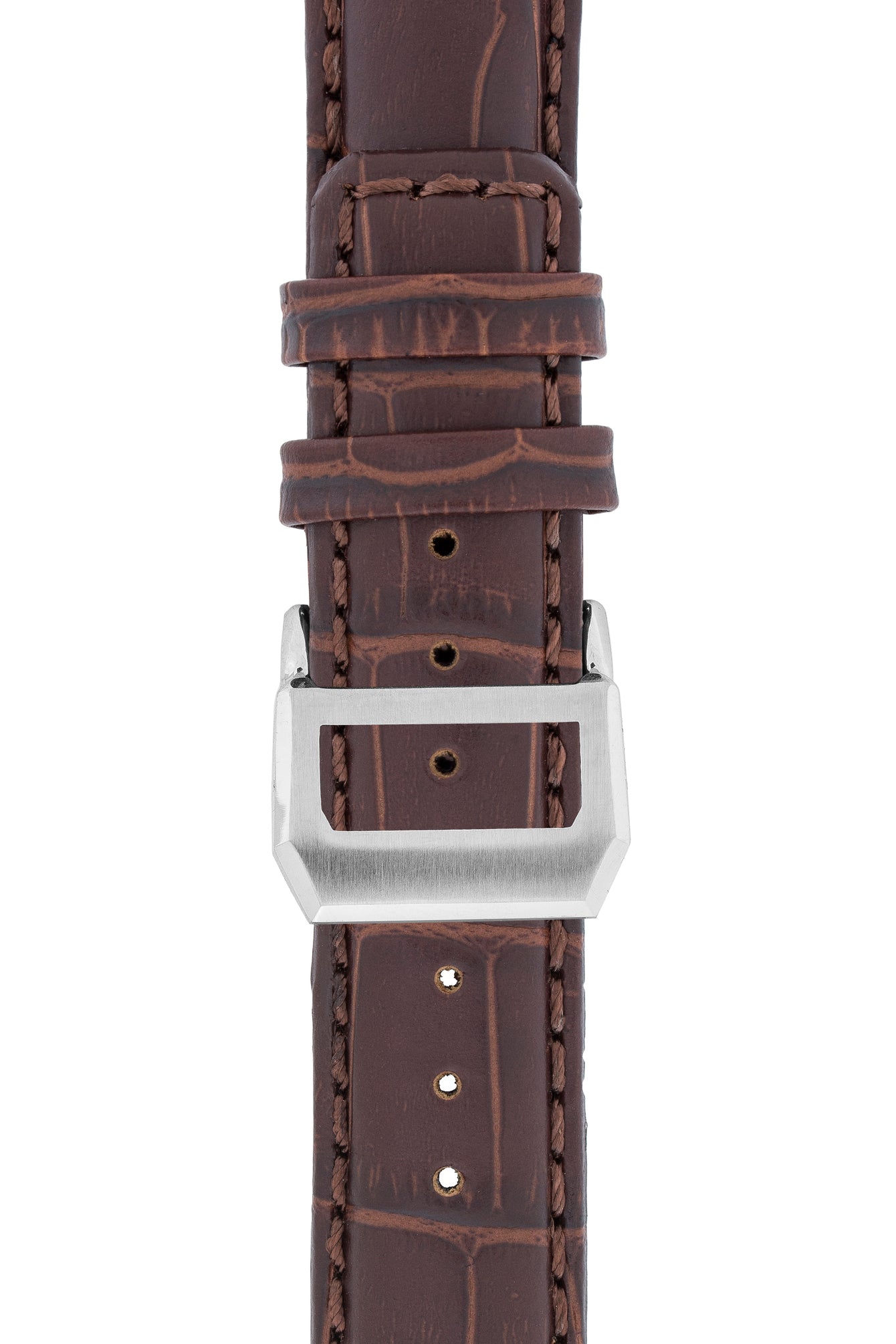 IWC-Style Alligator Embossed Leather Watch Strap in TABAC