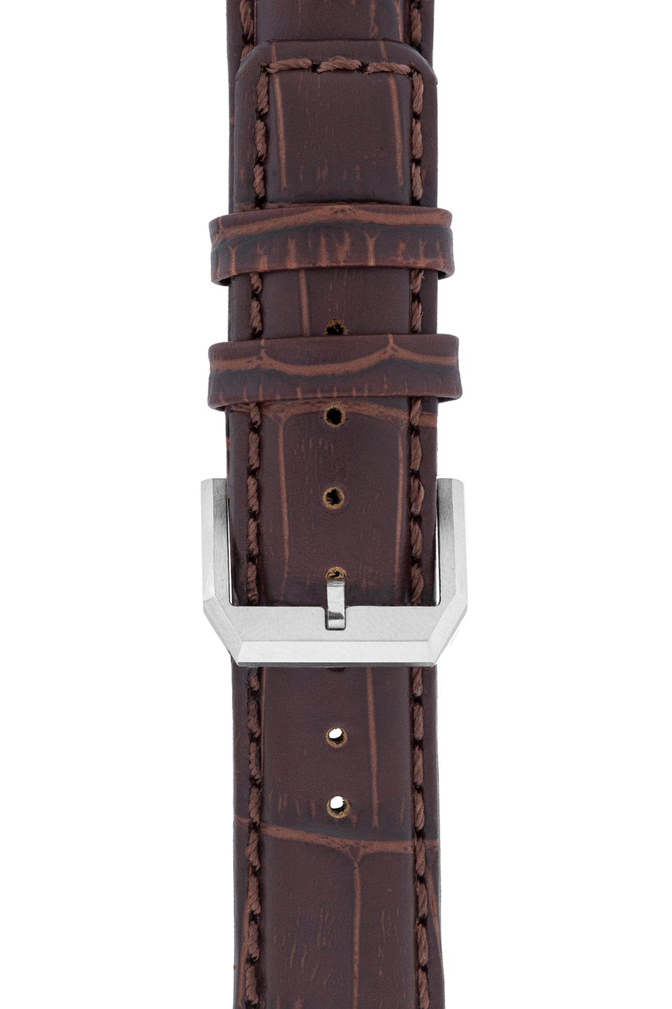 IWC-Style Alligator Embossed Leather Watch Strap in TABAC