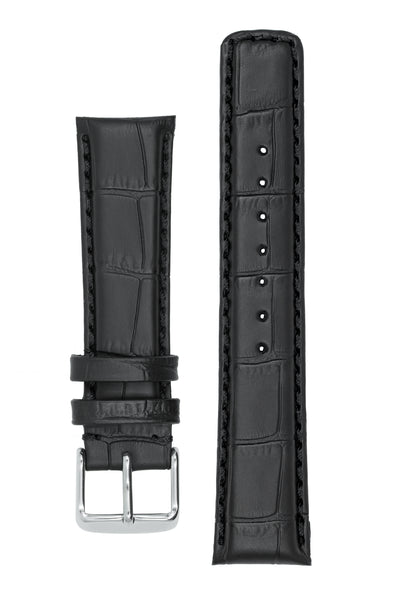 IWC-Style Alligator Embossed Leather Watch Strap in BLACK