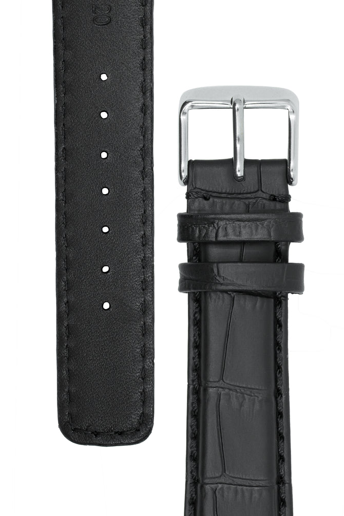 IWC-Style Alligator Embossed Leather Watch Strap in BLACK