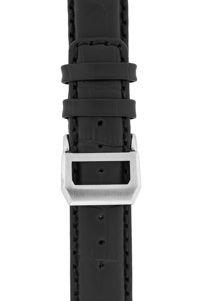 IWC-Style Alligator Embossed Leather Watch Strap in BLACK