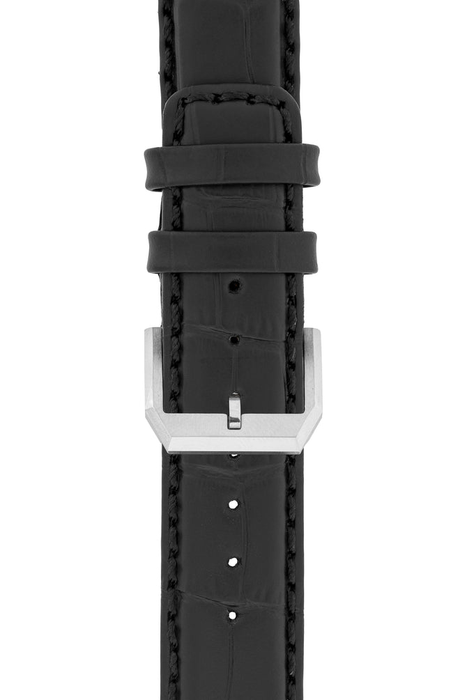 IWC-Style Alligator Embossed Leather Watch Strap in BLACK