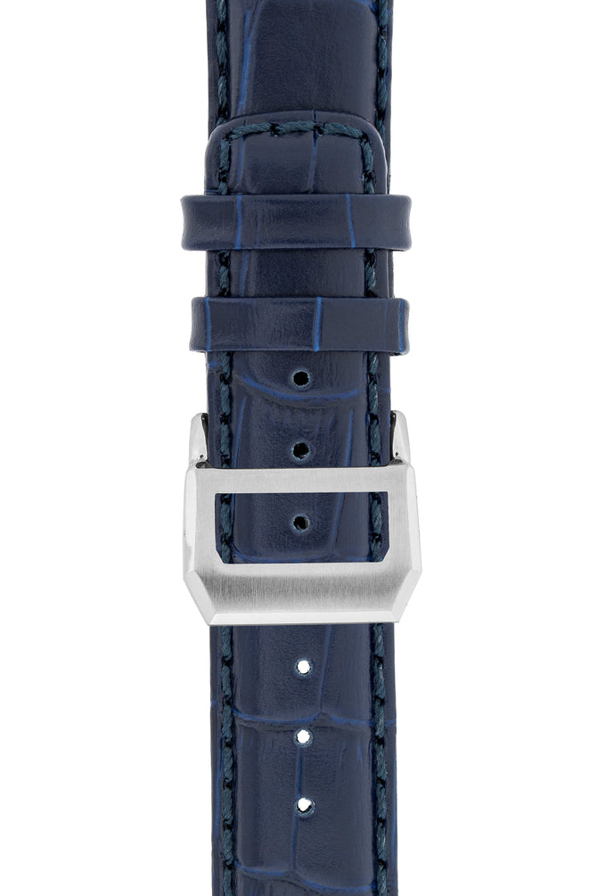 IWC-Style Alligator Embossed Leather Watch Strap in BLUE