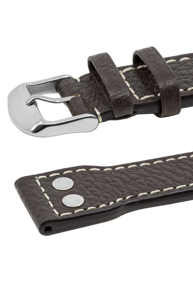 IWC-Style Aviation Buffalo Leather Watch Strap in BROWN