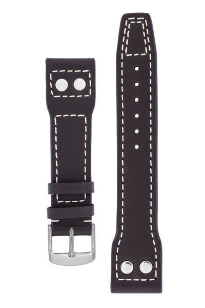 IWC-Style Aviation Calf Leather Watch Strap in DARK BROWN