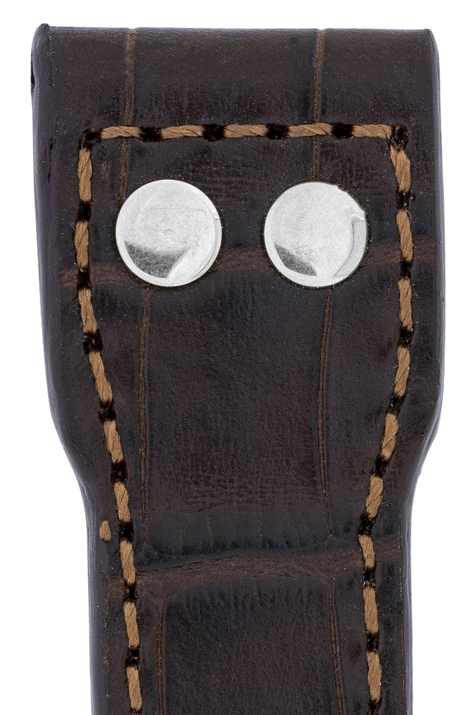 IWC-Style Aviation Alligator-Embossed Watch Strap in DARK BROWN