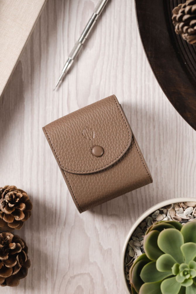 JPM Cubo Single Watch Travel Case in TAUPE