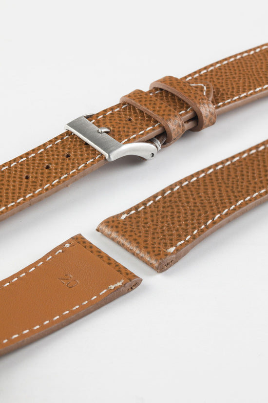 JPM Italian Elegant Print Leather Watch Strap in BROWN