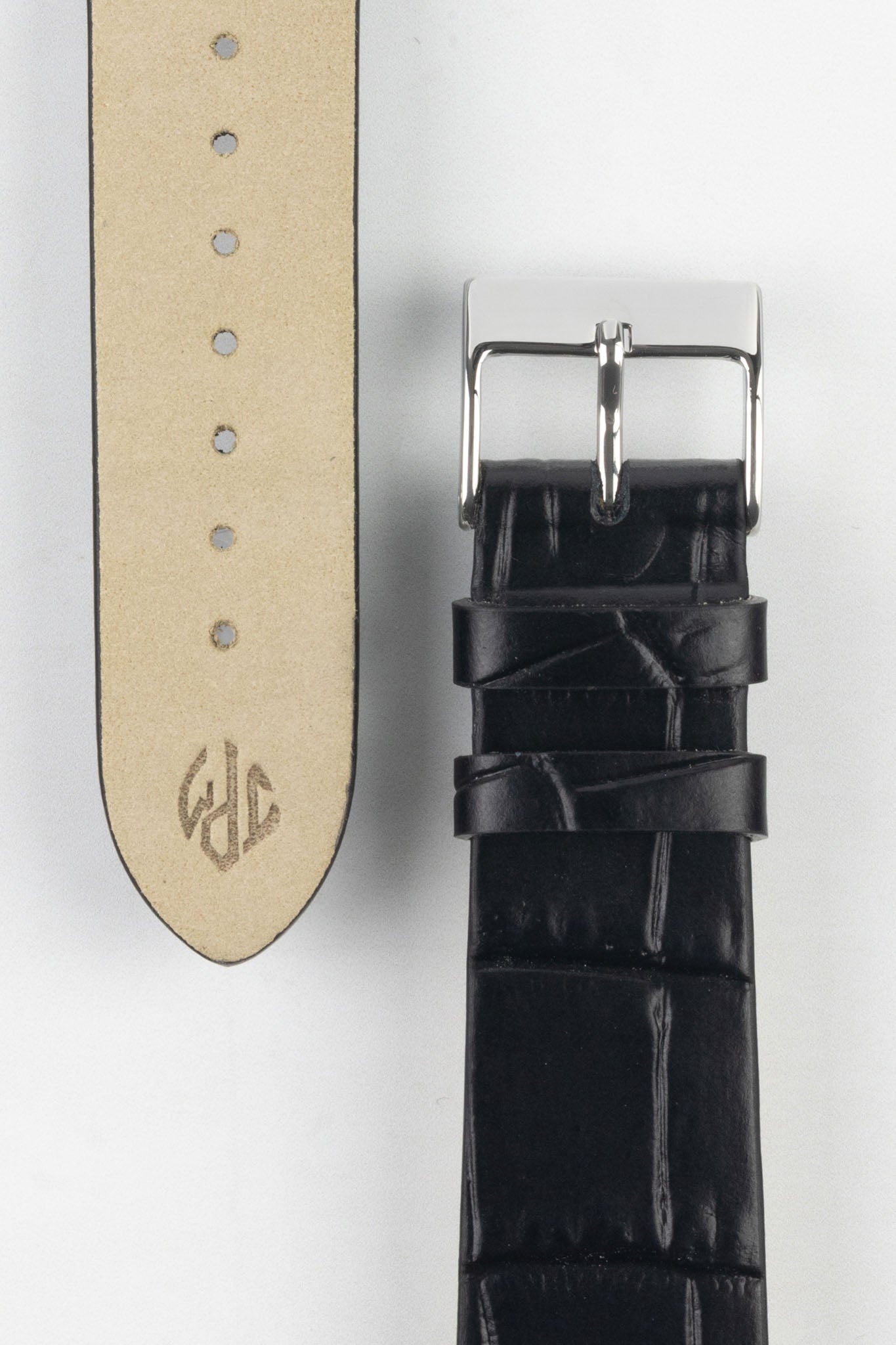 JPM Watch Strap Black AlligatorEmbossed WatchObsession