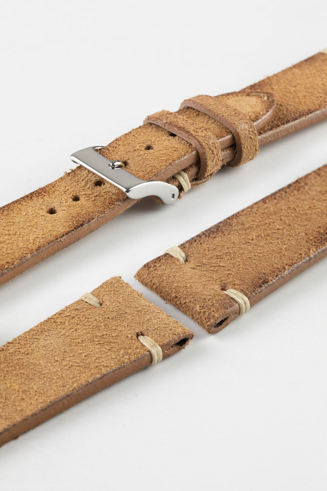 Distressed Suede Watch Strap with silver buckle