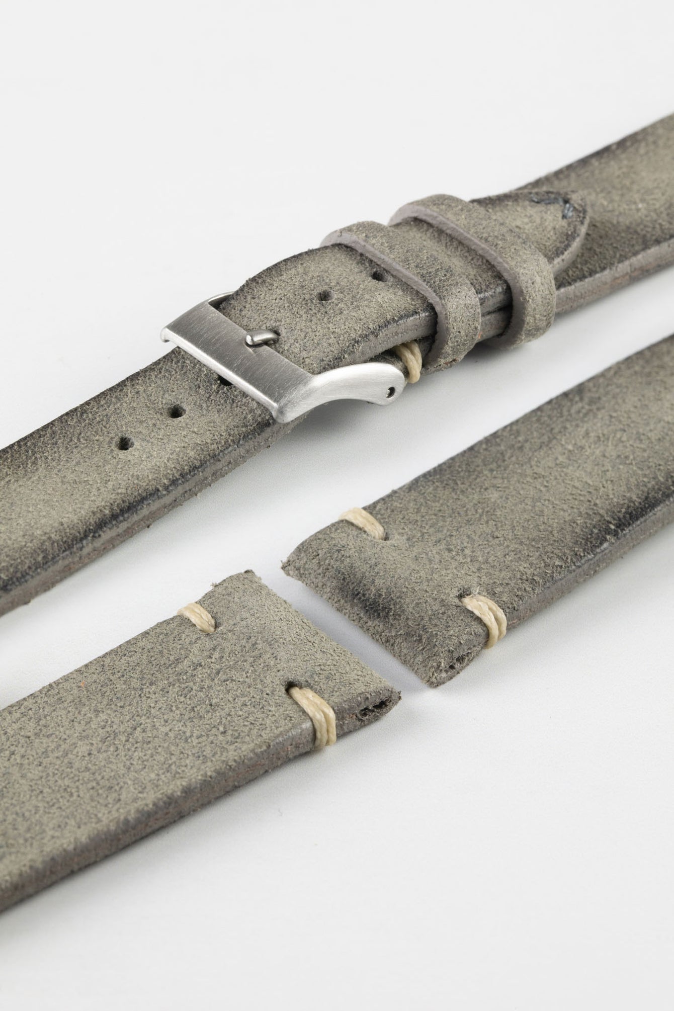 JPM Italian Distressed Tasso Leather Watch Strap in GREY