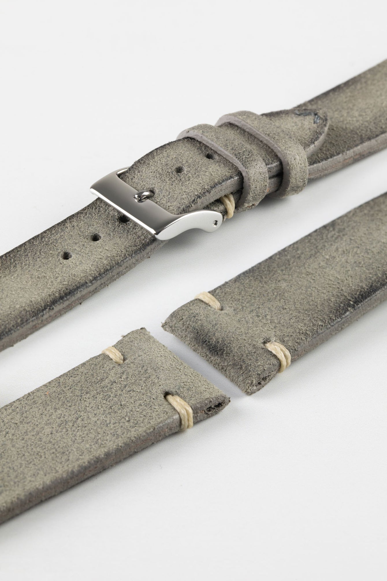 JPM Italian Distressed Tasso Leather Watch Strap in GREY