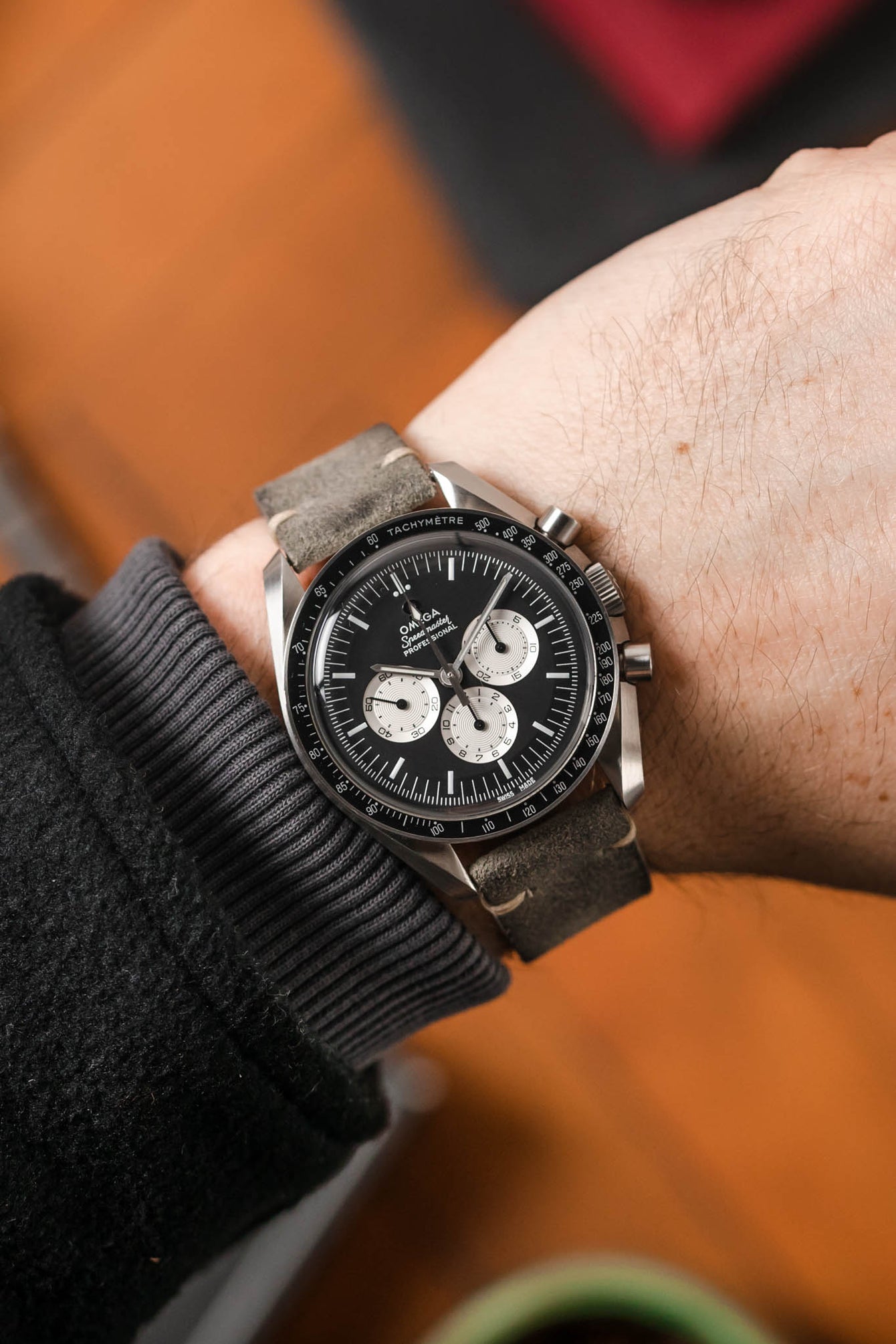 JPM Italian Distressed Tasso Leather Watch Strap in GREY