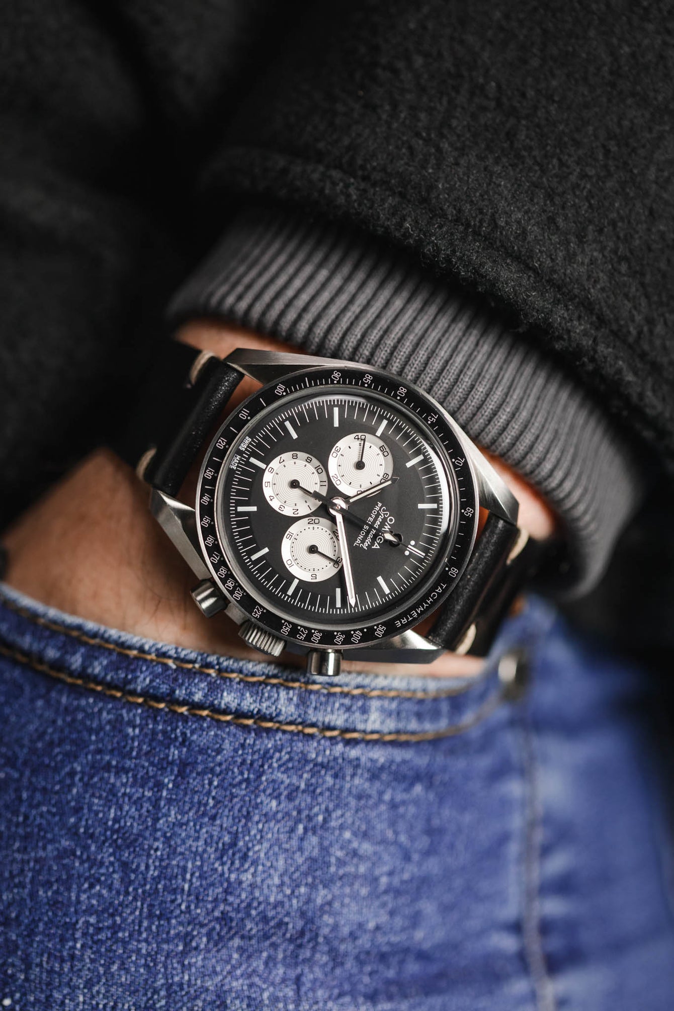 JPM Italian Shell Cordovan Watch Strap in BLACK