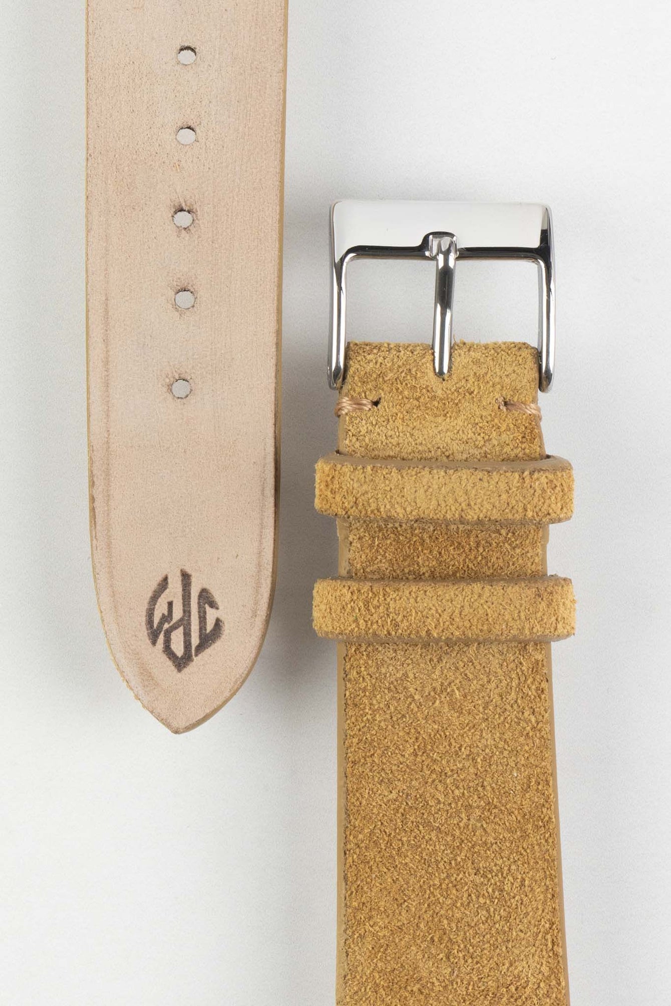 JPM Italian Suede Leather Watch Strap in BEIGE