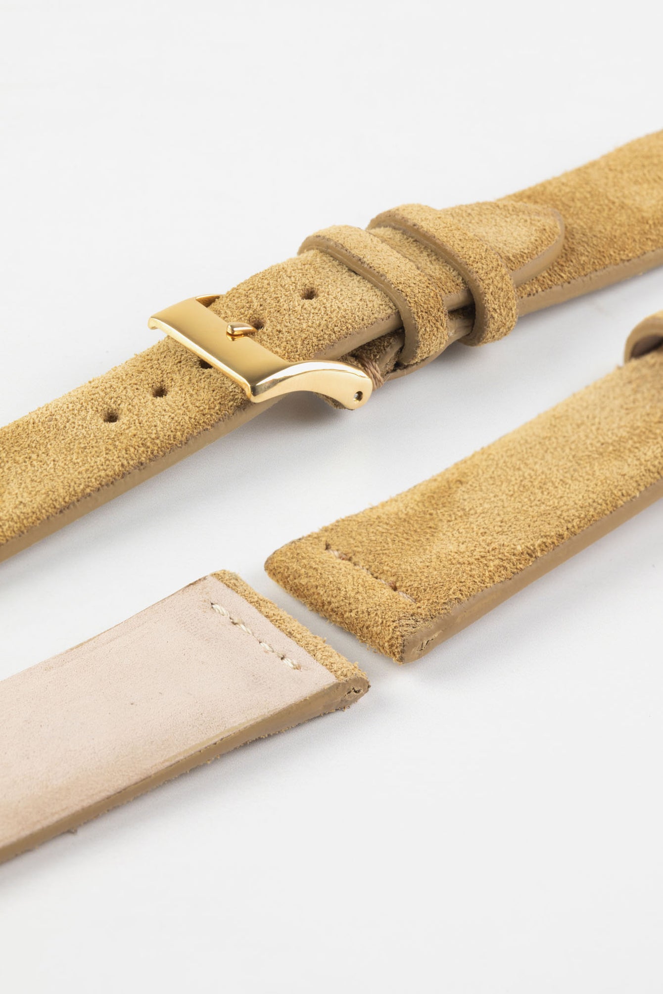 JPM Italian Suede Leather Watch Strap in BEIGE