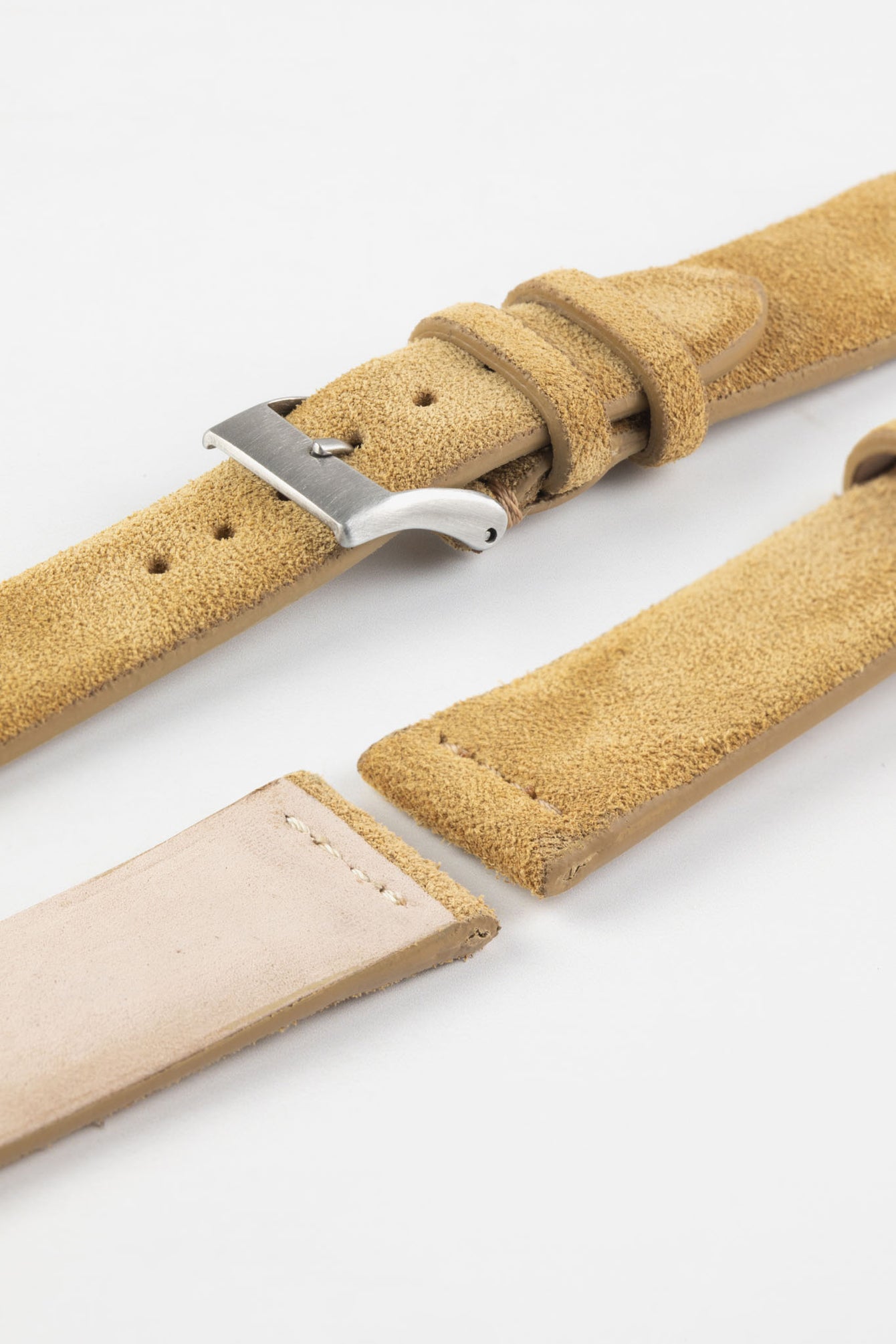 JPM Italian Suede Leather Watch Strap in BEIGE