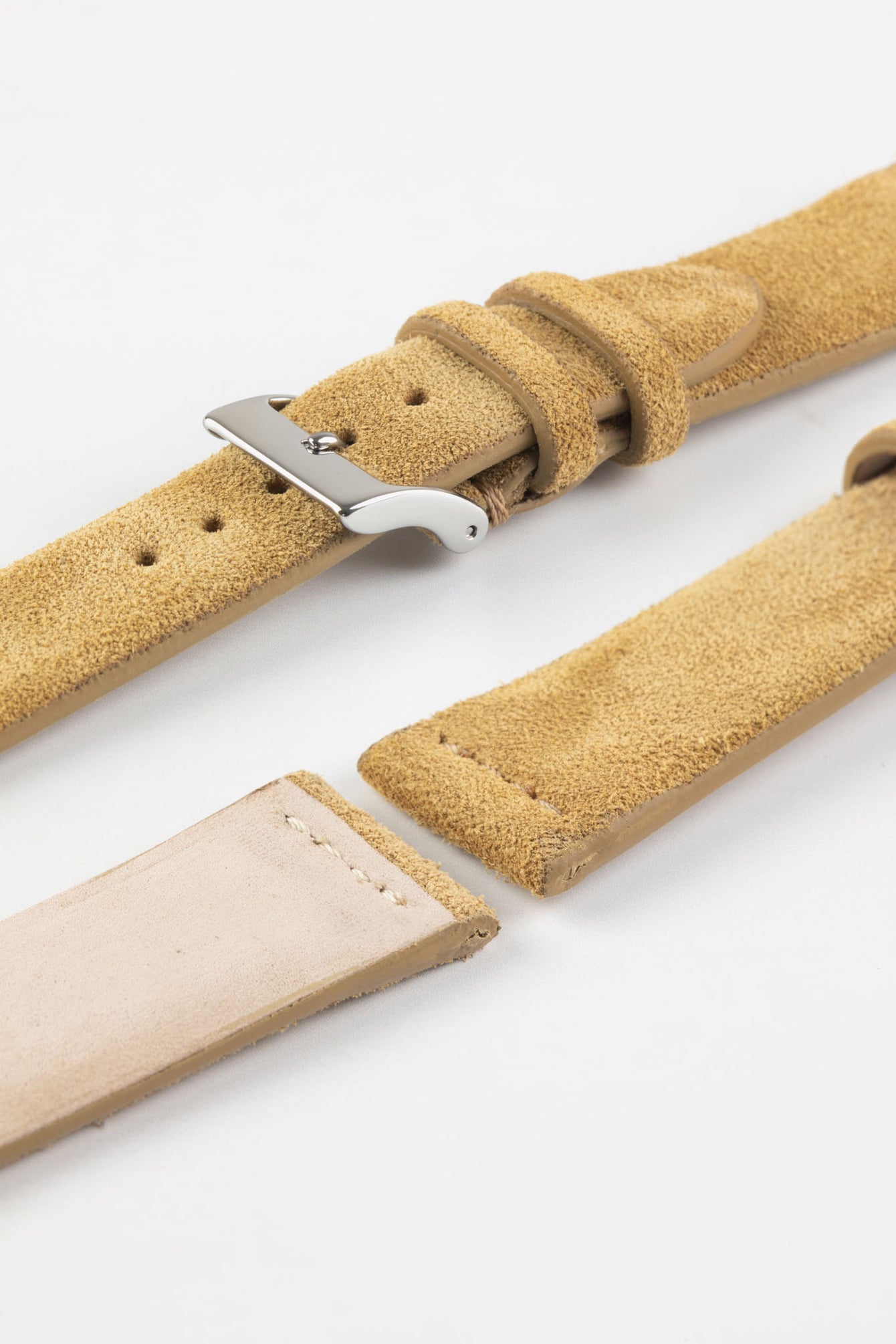 JPM Italian Suede Leather Watch Strap in BEIGE