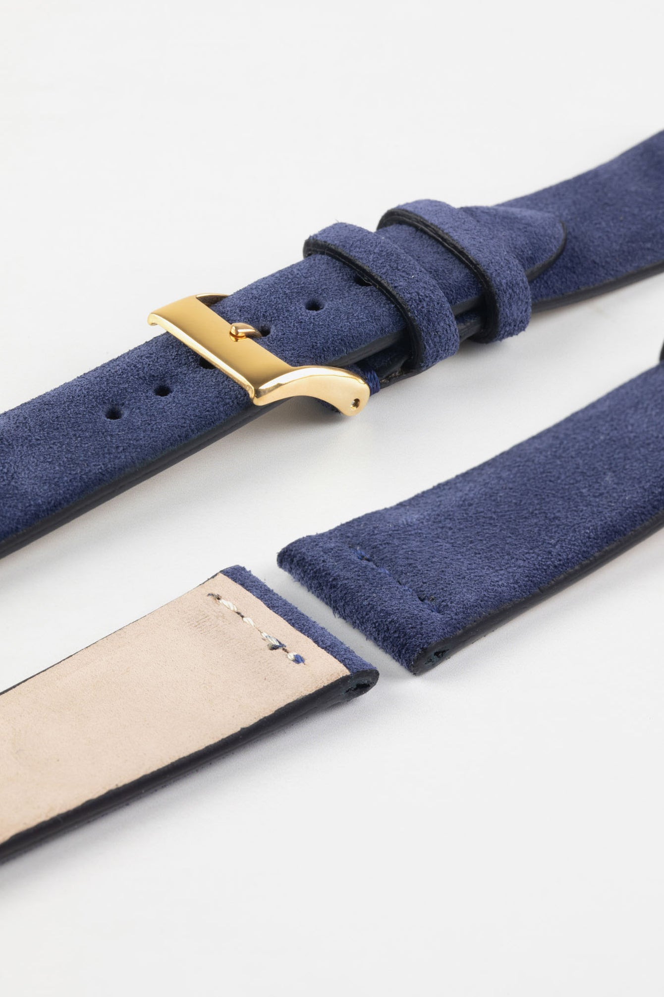 blue suede leather watch strap