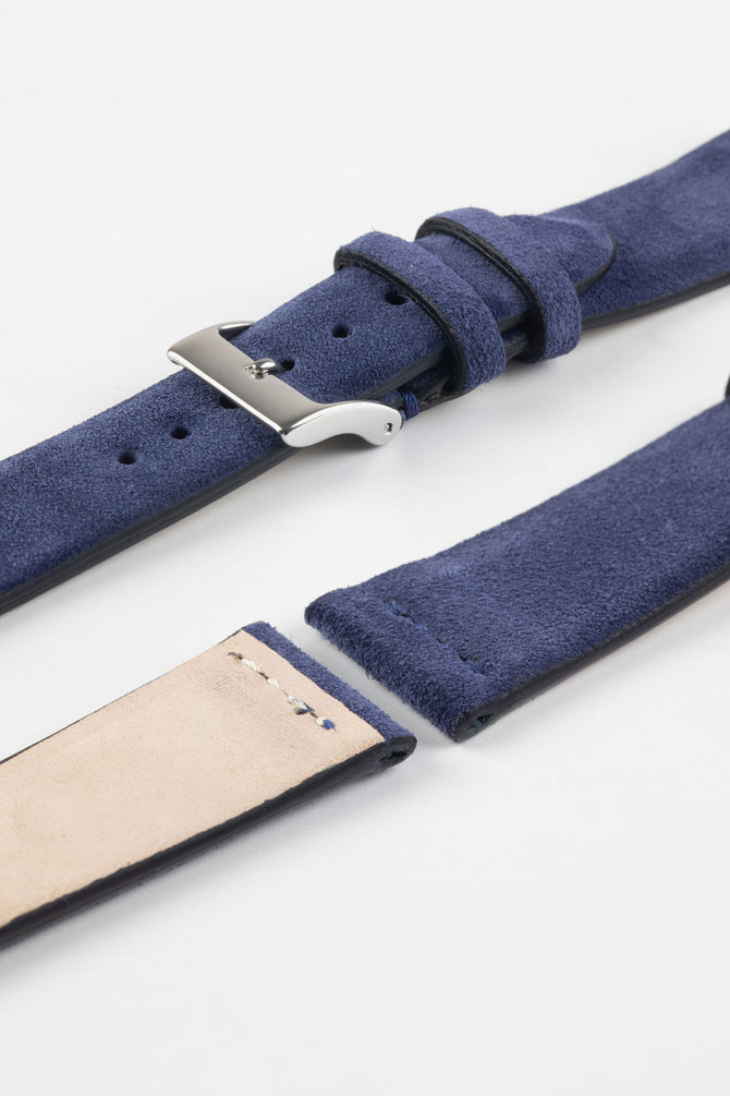 blue suede leather watch strap