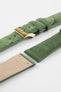 Green Suede Watch Strap with gold buckle