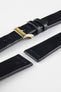 JPM Italian Vintage Leather Watch Strap with Tonal Stitch in BLACK