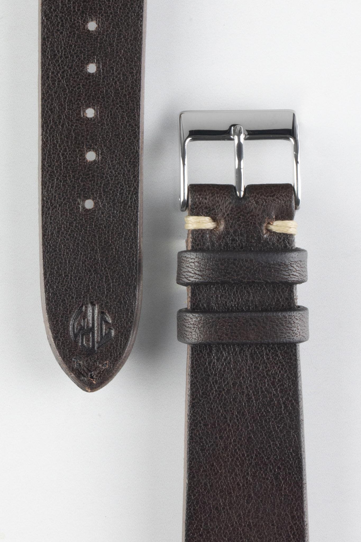 JPM Italian Vintage Leather Watch Strap in DARK BROWN WatchObsession