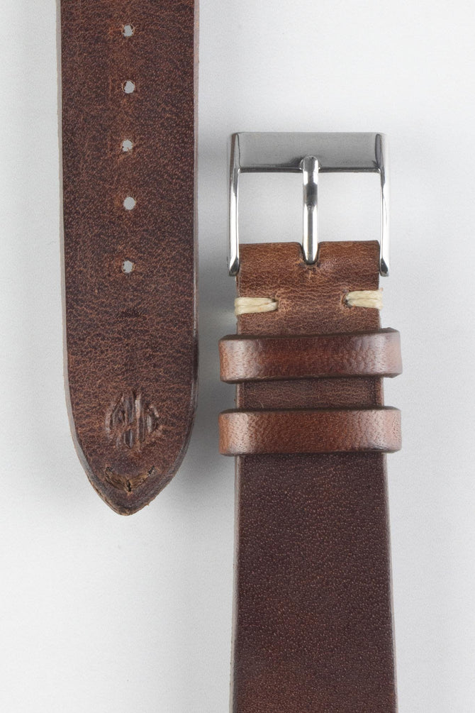 distressed brown leather watch strap