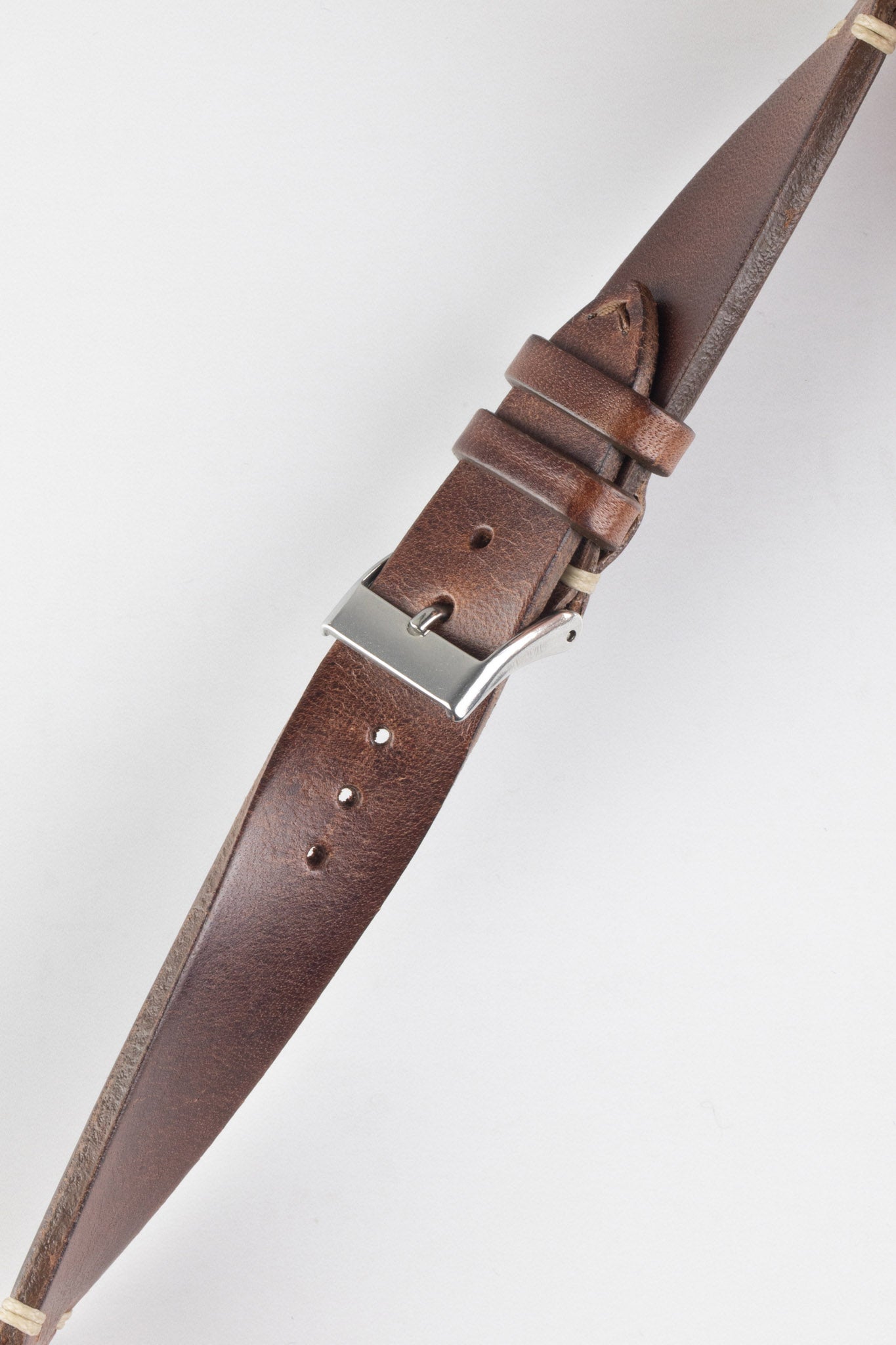 JPM Italian Vintage Leather Watch Strap in TABAC BROWN 22mm 18mm 120mm 75mm Gold Buckle