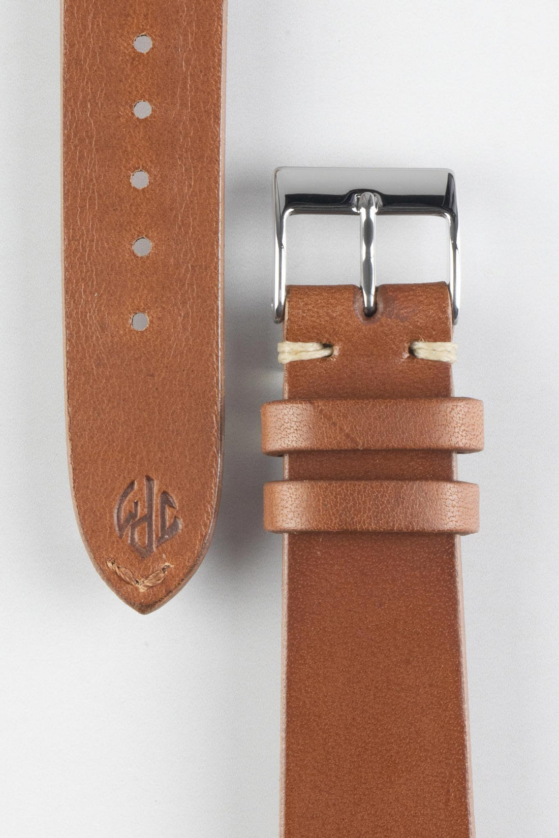JPM Italian Vintage Leather Watch Strap in GOLD BROWN WatchObsession