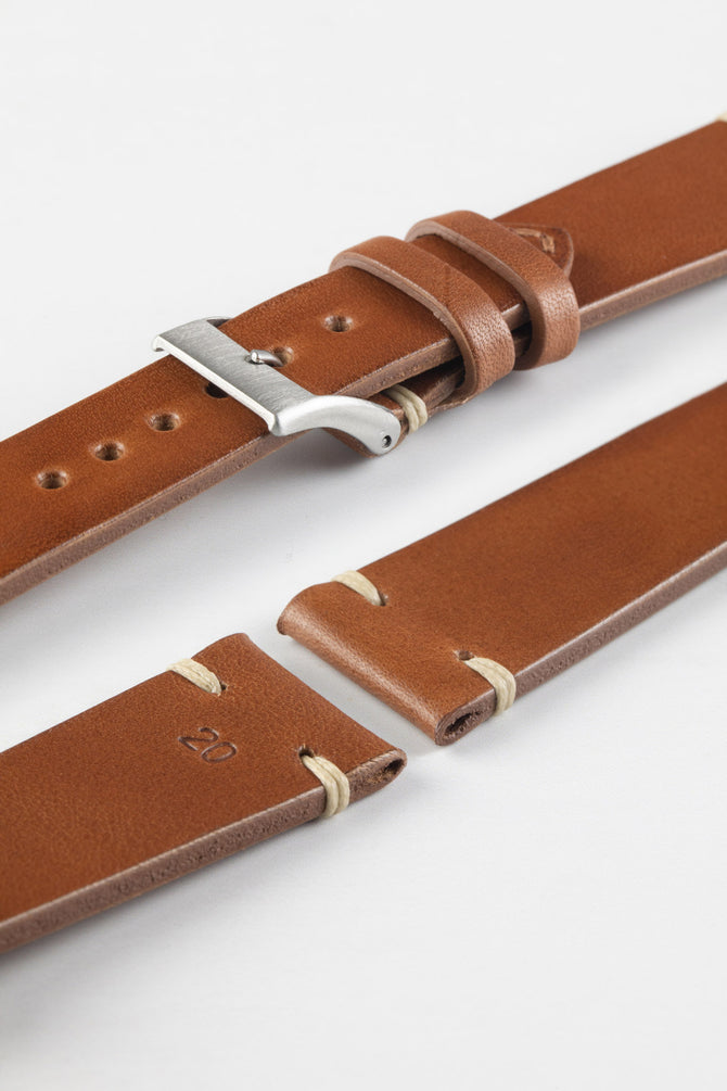 JPM Italian Vintage Leather Watch Strap in GOLD BROWN