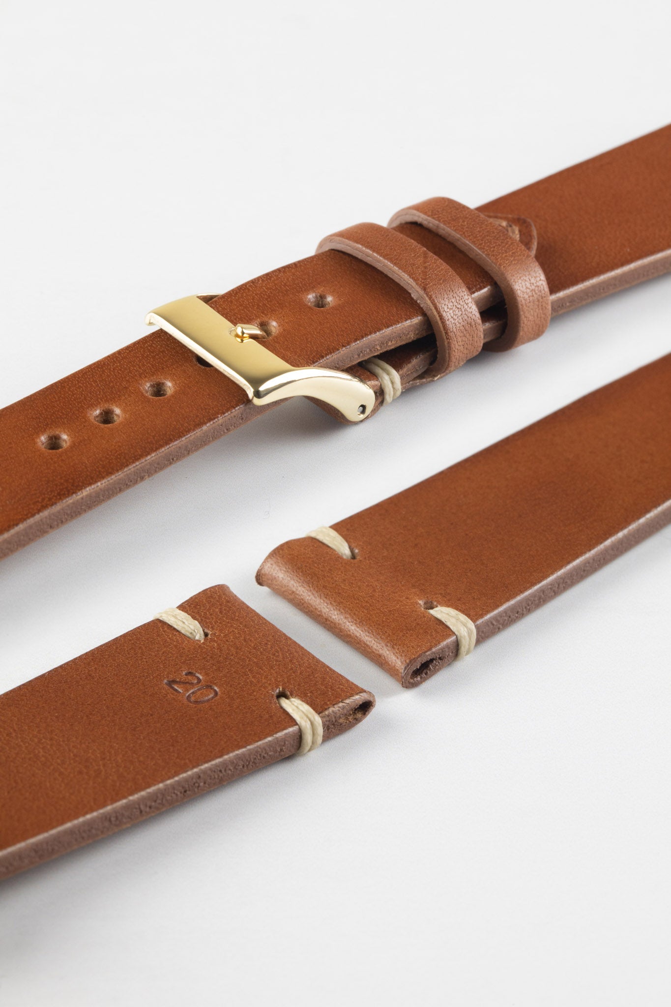 JPM Italian Vintage Leather Watch Strap in GOLD BROWN
