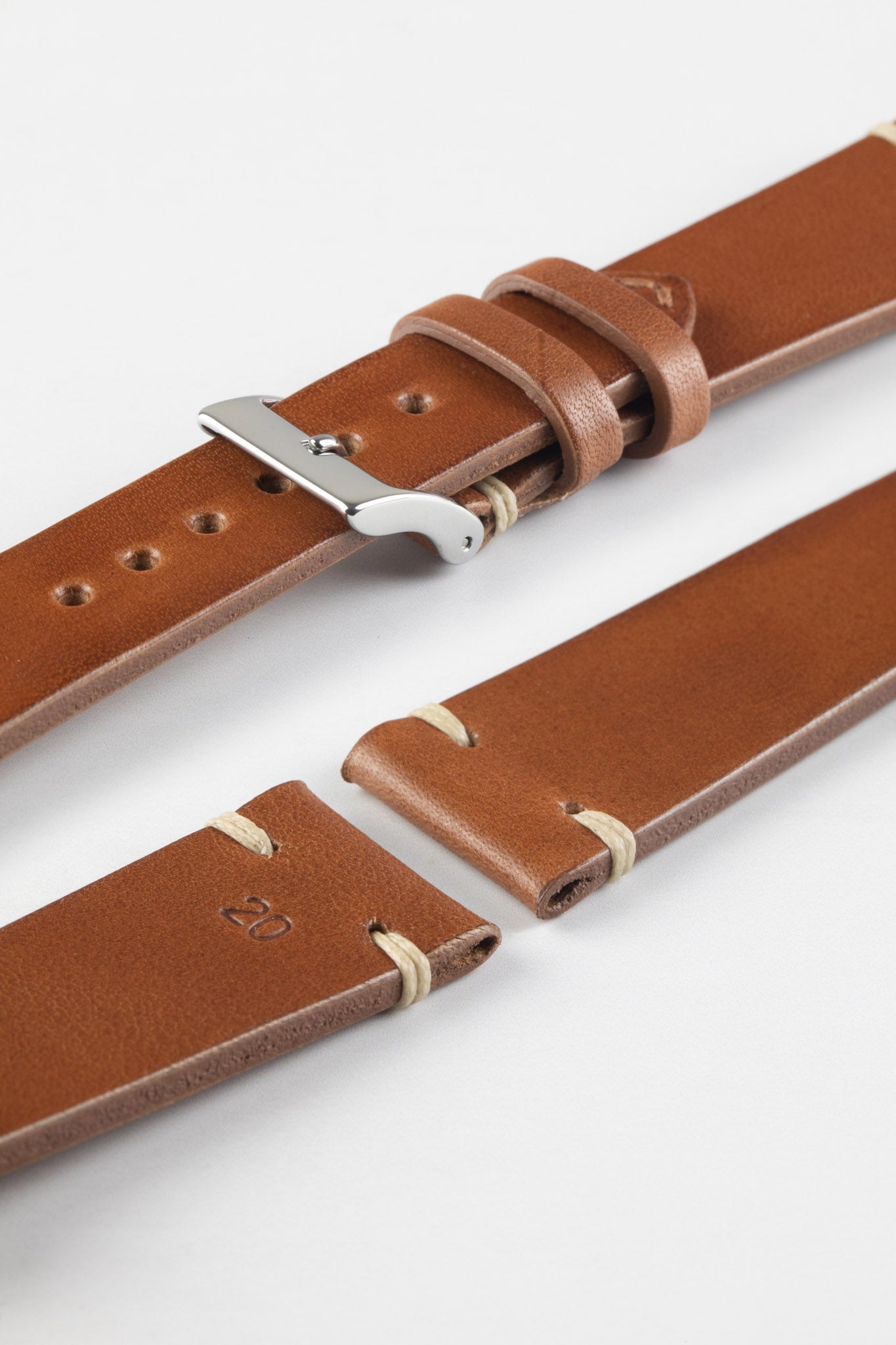 JPM Italian Vintage Leather Watch Strap in GOLD BROWN WatchObsession