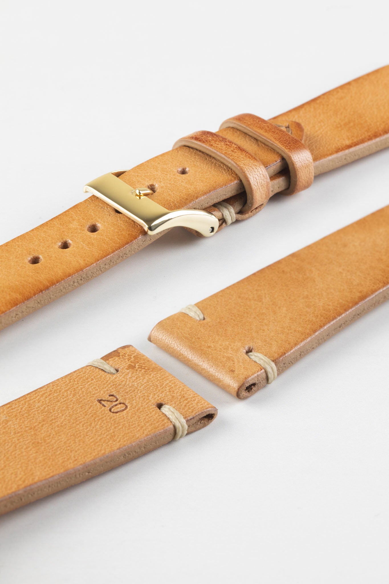 JPM Italian Vintage Leather Watch Strap in HONEY WatchObsession