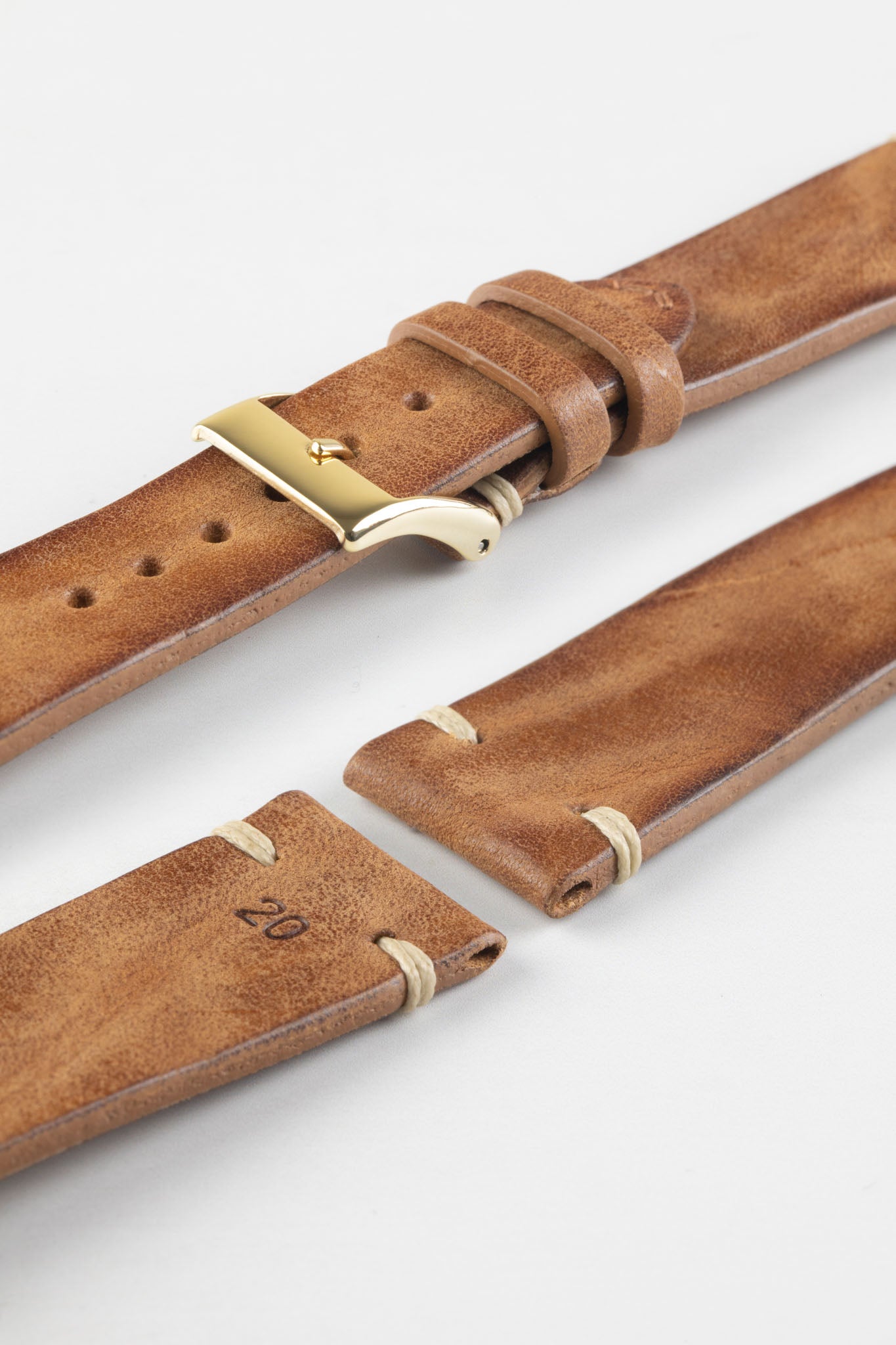 JPM Italian Vintage Leather Watch Strap in MID BROWN WatchObsession