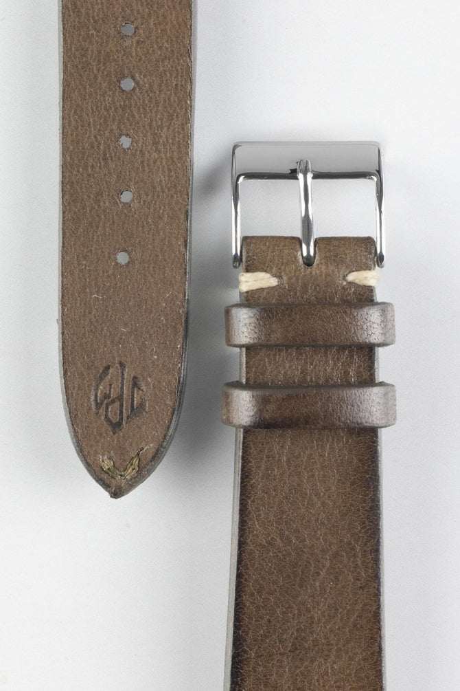 JPM Italian Vintage Leather Watch Strap in TABAC BROWN