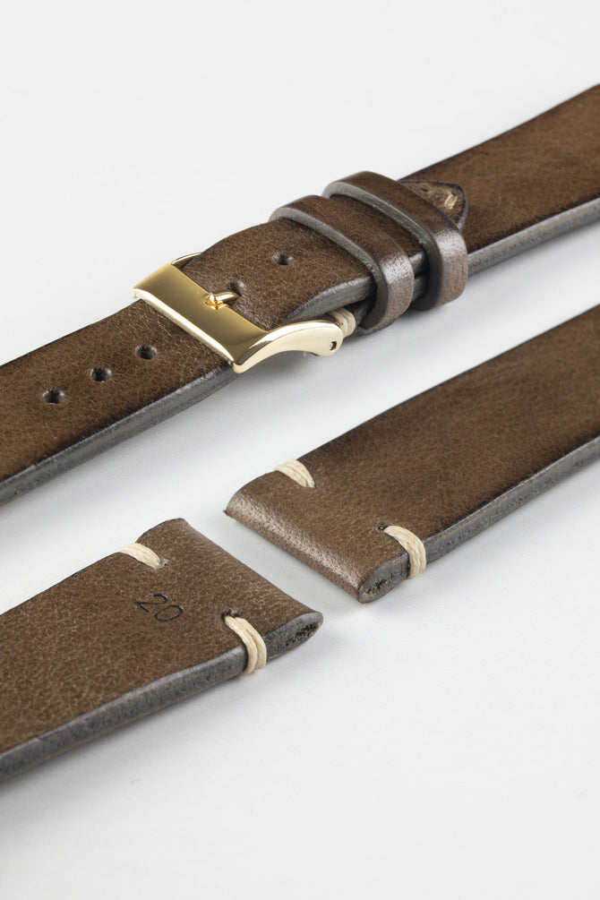 JPM Italian Vintage Leather Watch Strap in TABAC BROWN