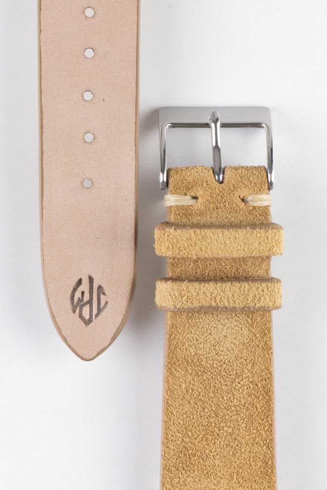 JPM Italian Vintage Suede Leather Watch Strap in BEIGE