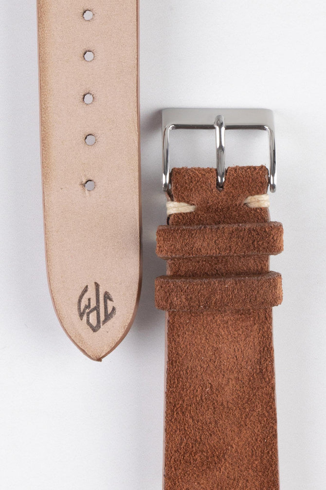 JPM Italian Vintage Suede Leather Watch Strap in BROWN