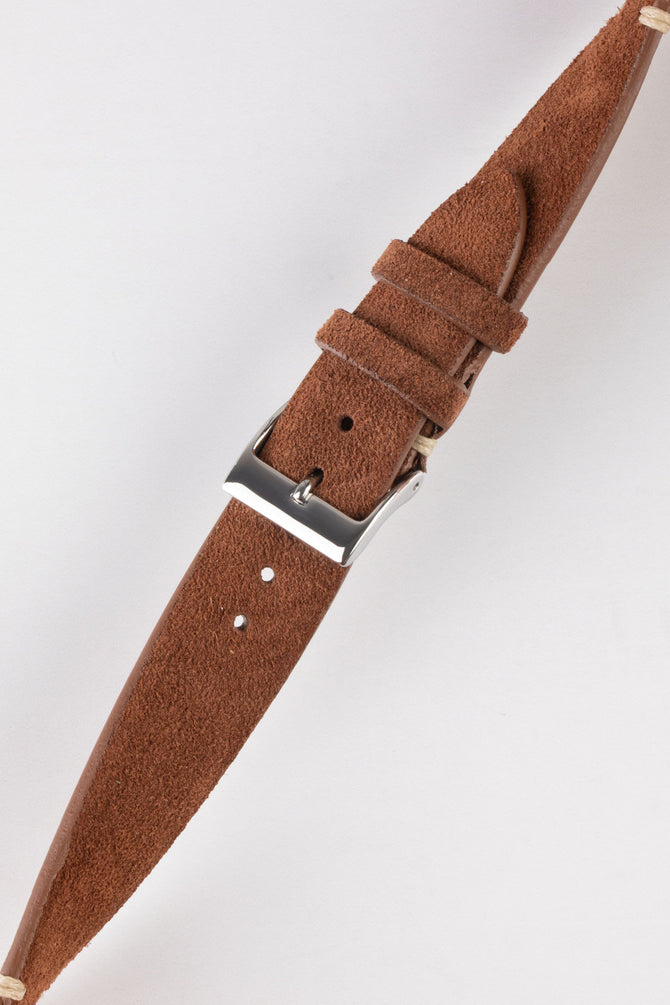 JPM Italian Vintage Suede Leather Watch Strap in BROWN