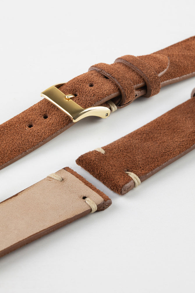 JPM Italian Vintage Suede Leather Watch Strap in BROWN