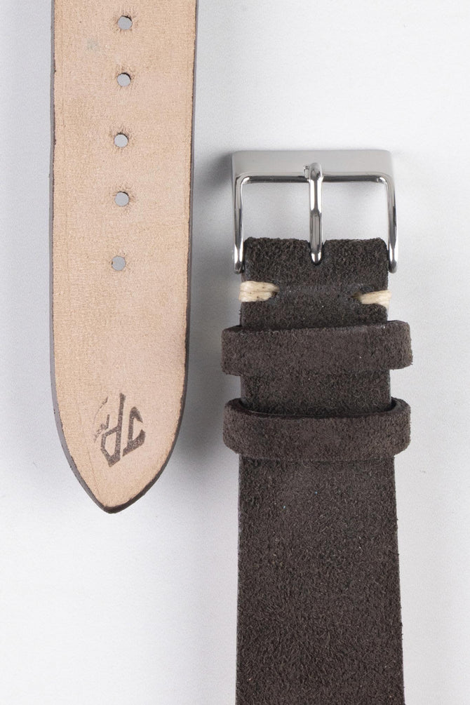 JPM Italian Vintage Suede Leather Watch Strap in CHARCOAL
