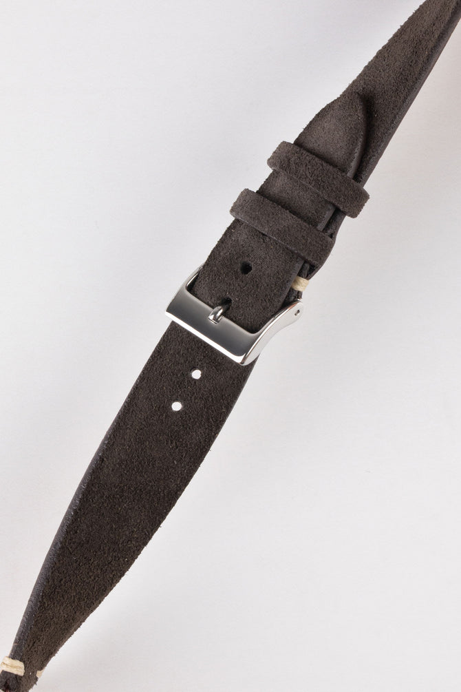 JPM Italian Vintage Suede Leather Watch Strap in CHARCOAL