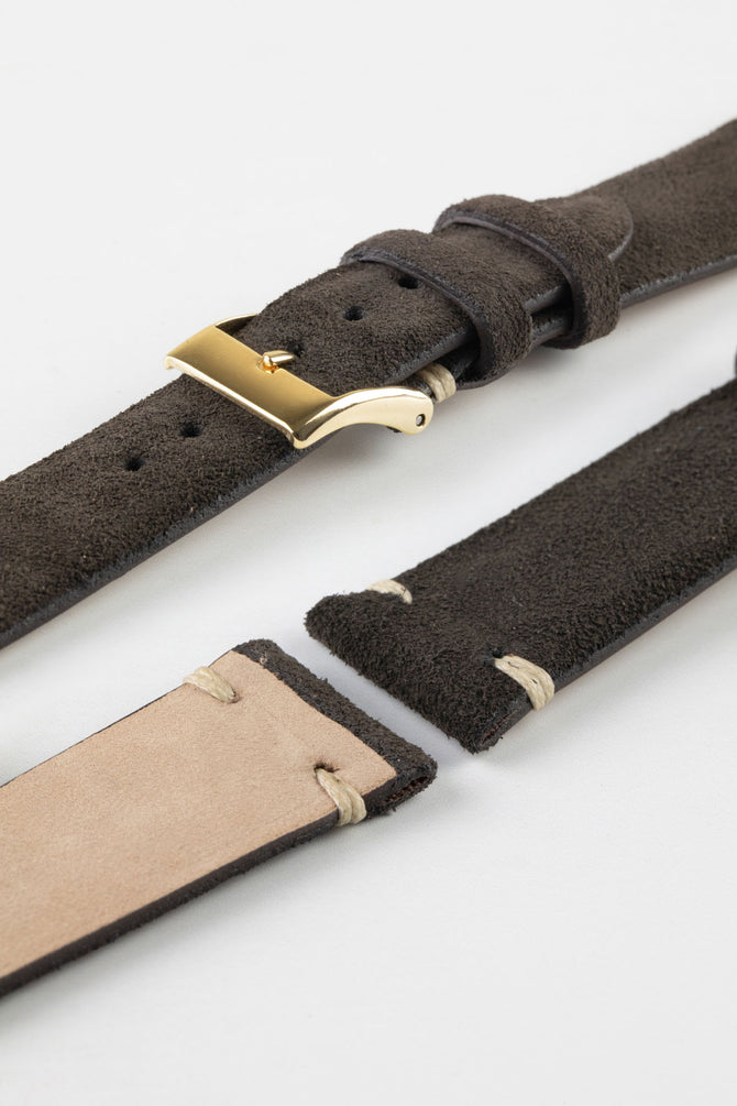 JPM Italian Vintage Suede Leather Watch Strap in CHARCOAL