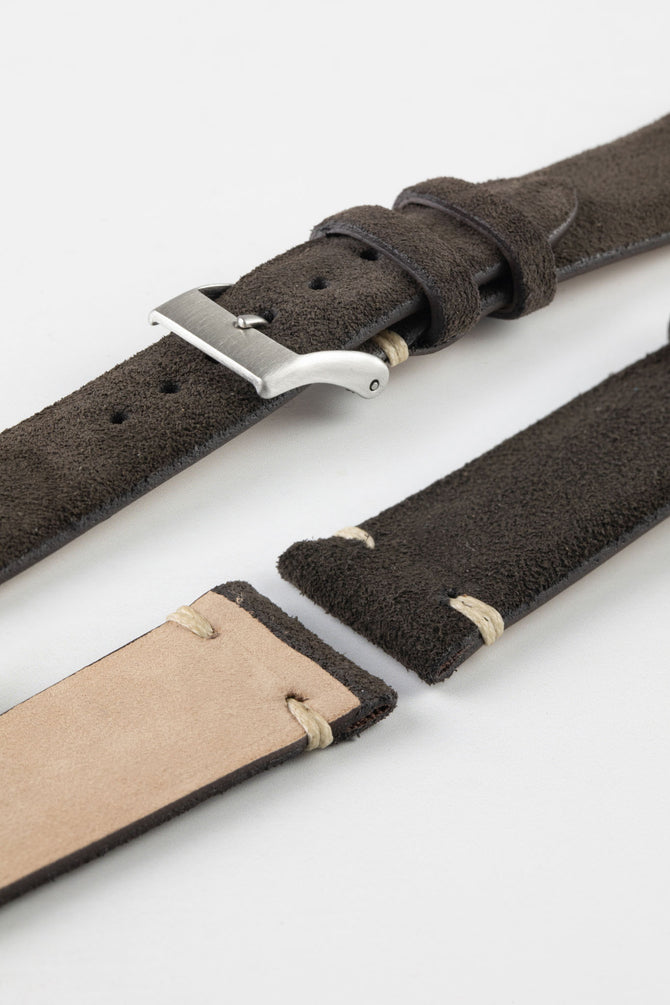 JPM Italian Vintage Suede Leather Watch Strap in CHARCOAL