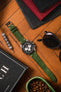 JPM Italian Vintage Suede Leather Watch Strap in MOSS GREEN